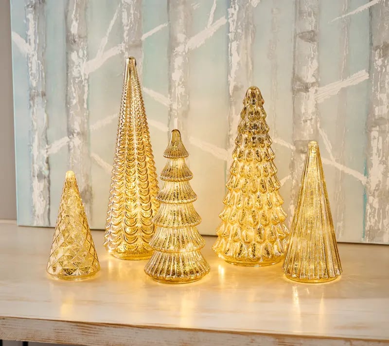🎄 Conjunto de 5 árvores de vidro iluminadas da coleção Technolux🎄