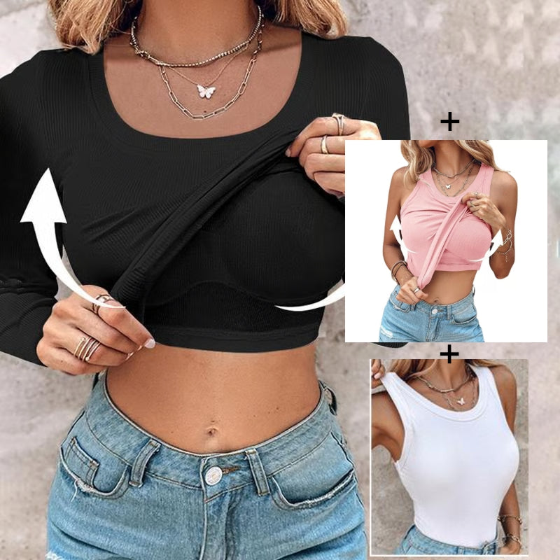 REGATA COM SUTIÃ EMBUTIDO (COMPRE 1 LEVE 3)