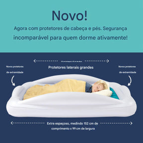 Colchão inflável portátil para crianças com trilho embutido