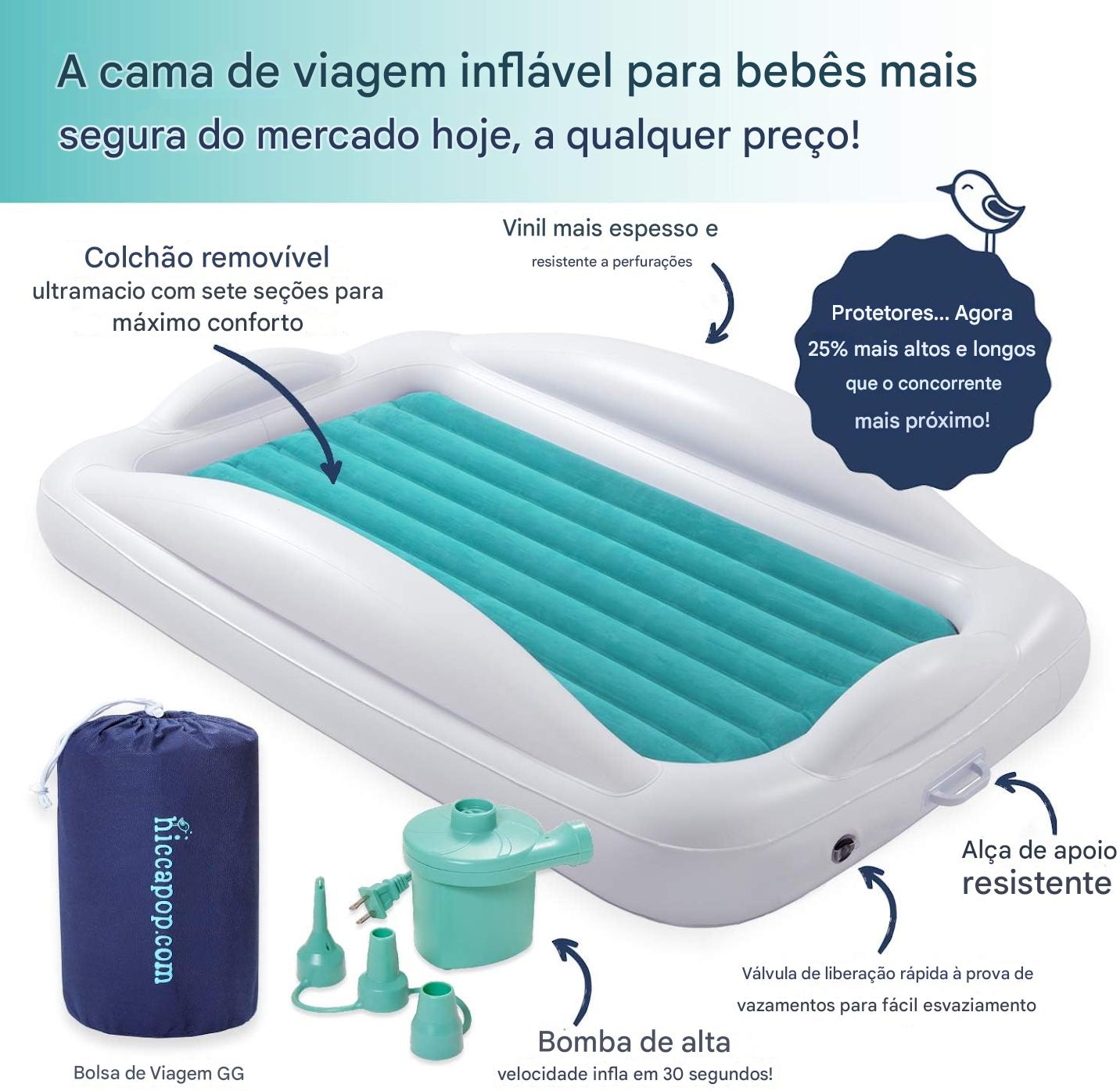 Colchão inflável portátil para crianças com trilho embutido