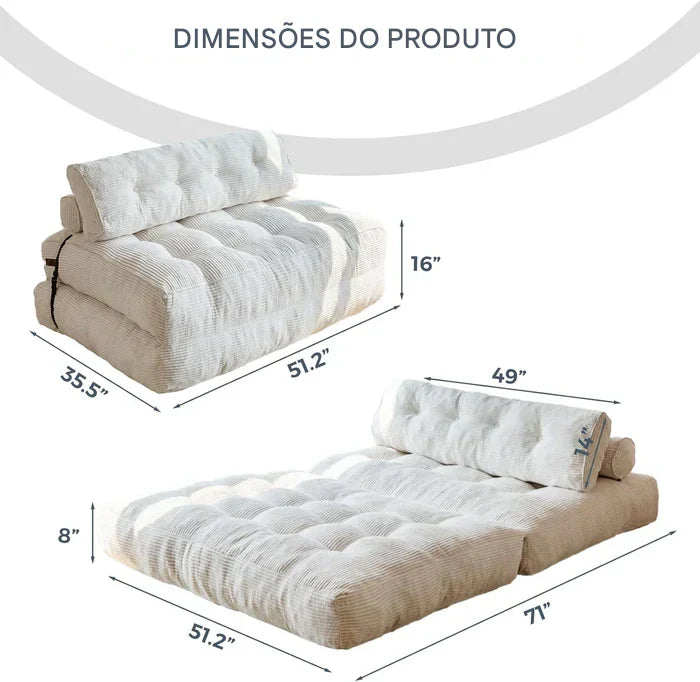 Sofá-Cama Dobrável com Travesseiro