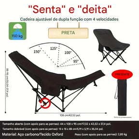 ( COMPRE 1 E LEVE 2 ) Cadeira de Camping Portátil Ajustável e Dobrável