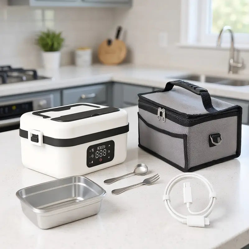 Lancheira Elétrica sem Fio Alimosty com Talheres de Brinde!