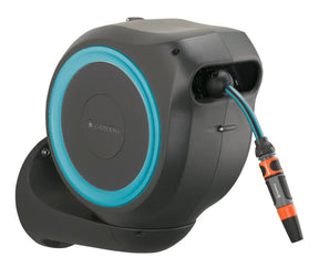 GardenHouse - Mangueira Externa Com Enrolador Retrátil, trava e Suporte Giratório 180