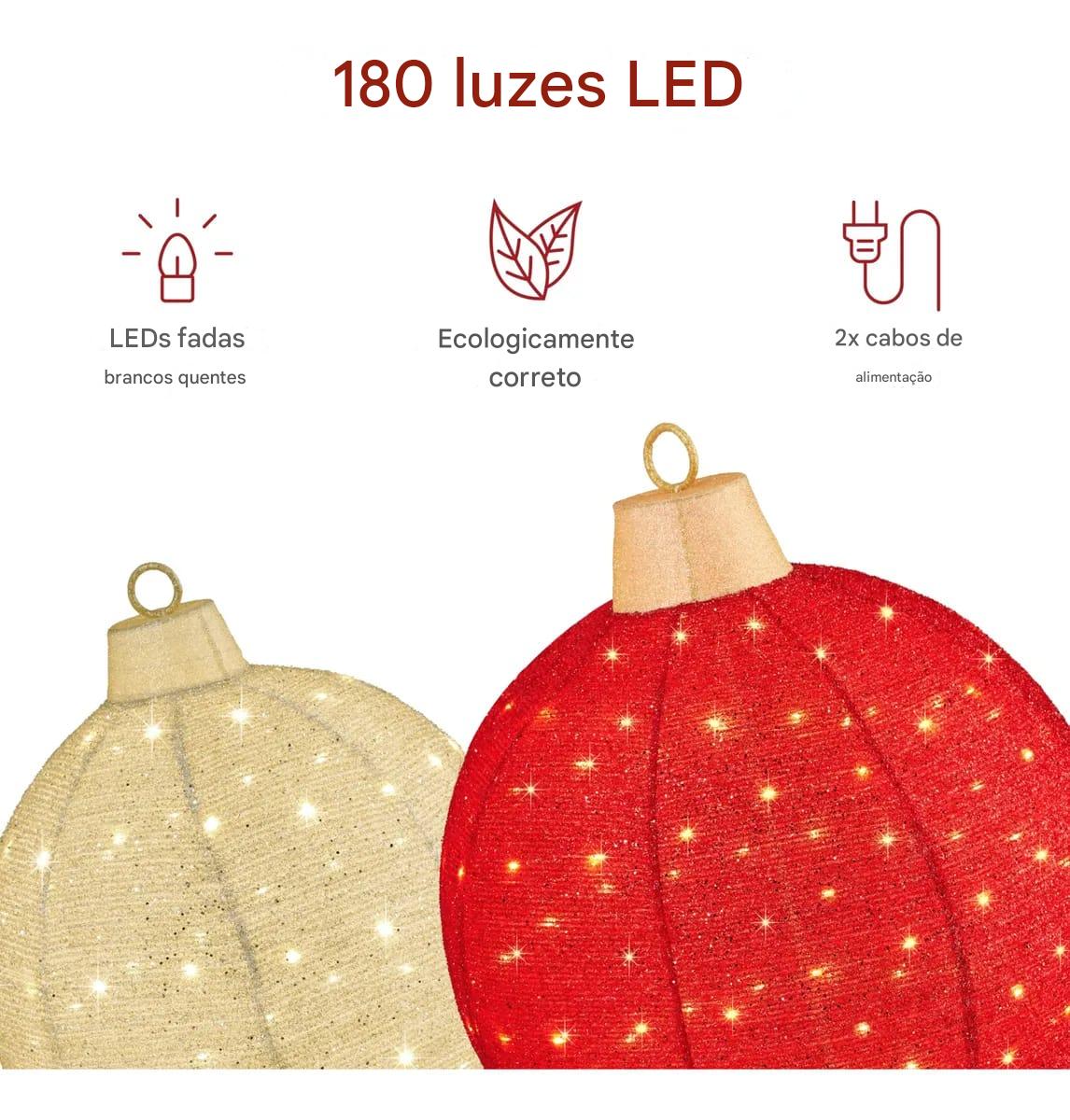 Conjunto Esferas de Enfeites de Natal com Micro Leds 2025