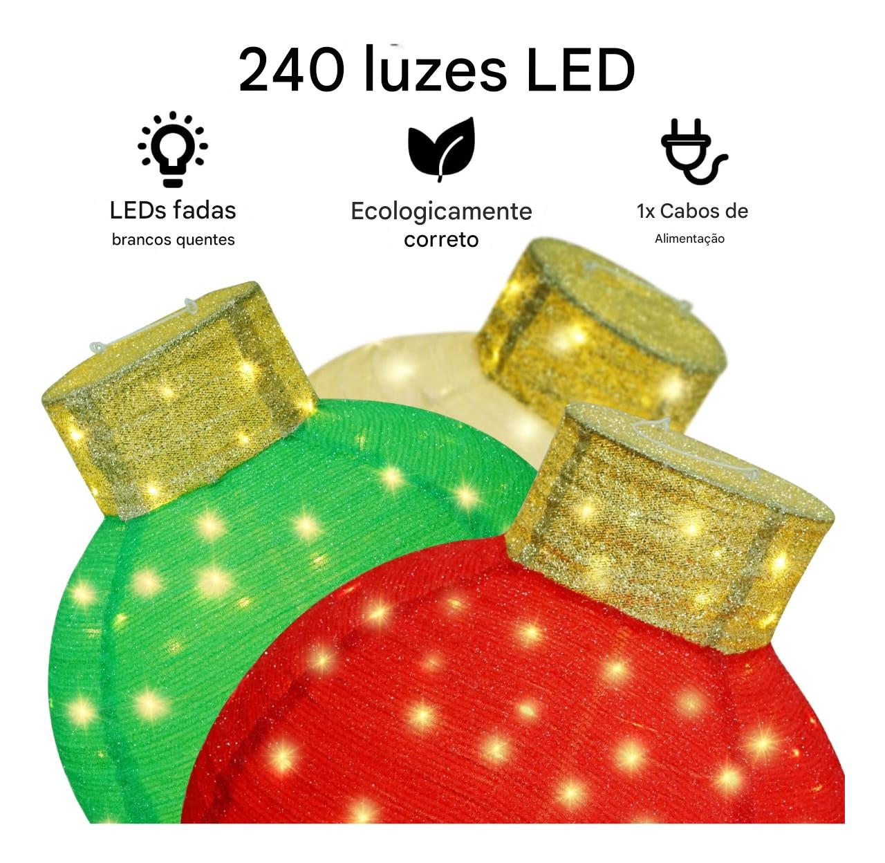 Conjunto Esferas de Enfeites de Natal com Micro Leds 2025