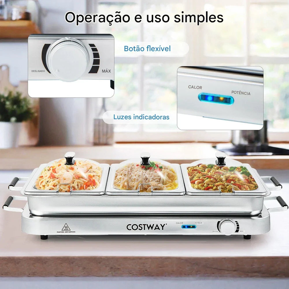 Bandeja de Aquecimento Elétrica Aquecedor de Alimentos Servidor Buffet 450W